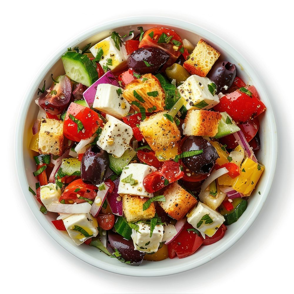 Mediterranean salad platter lunch food.
