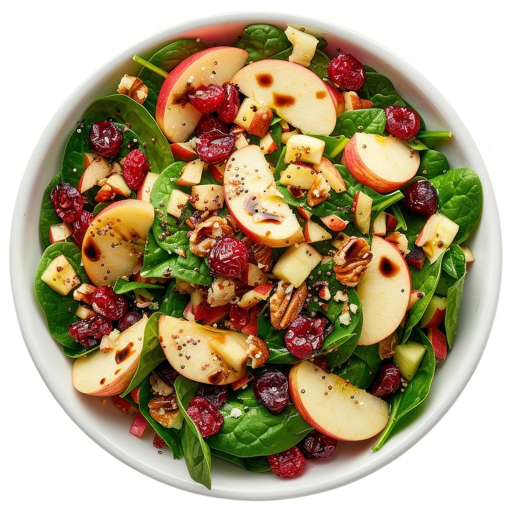 Apple Cranberry Spinach Salad with Balsamic Vinaigrette salad vegetable produce.