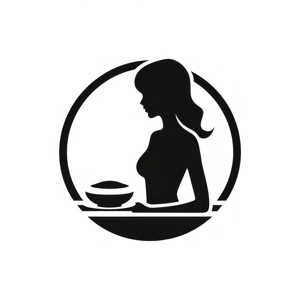Breakfast silhouette logo stencil.