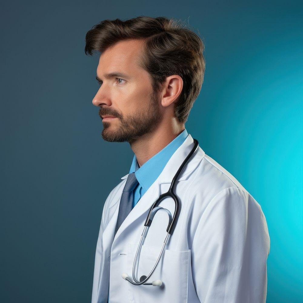 Doctor side portrait profile stethoscope adult physician.