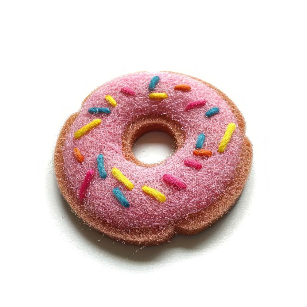 Felt stickers of a single donut confectionery sprinkles sweets.
