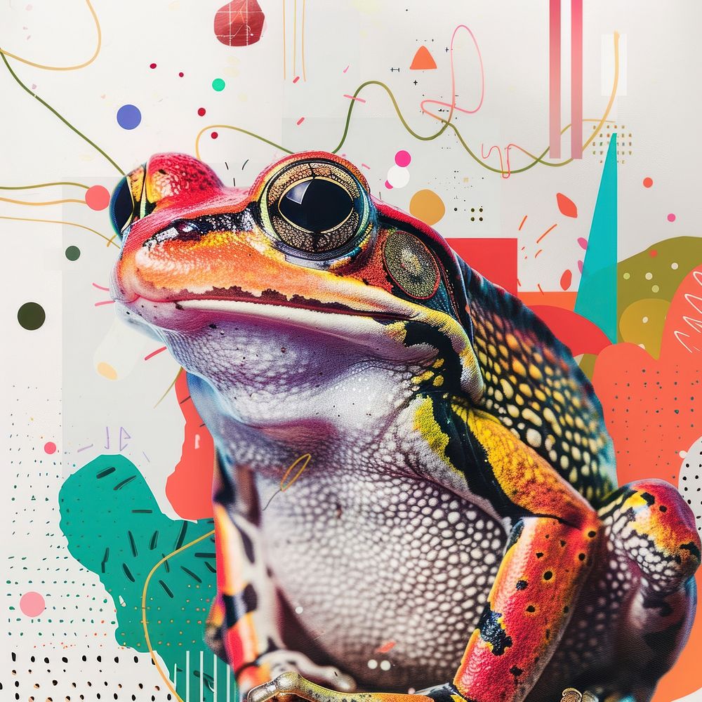 Collage of frog amphibian wildlife animal.