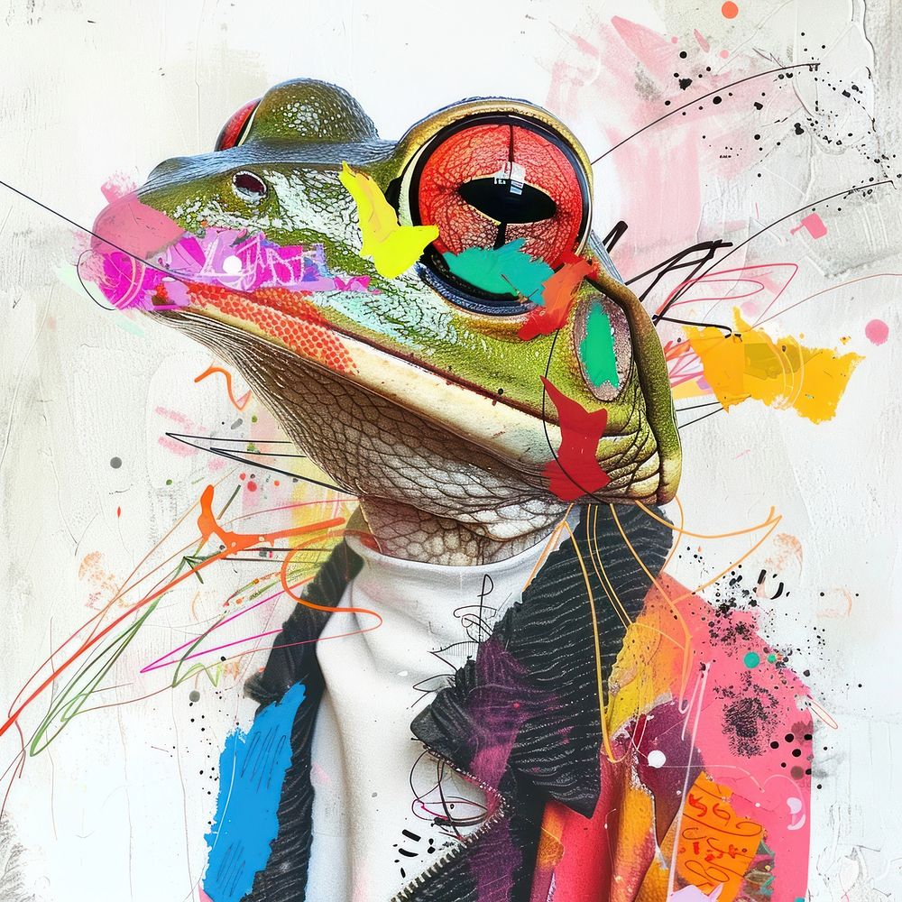Collage of frog amphibian graffiti wildlife.