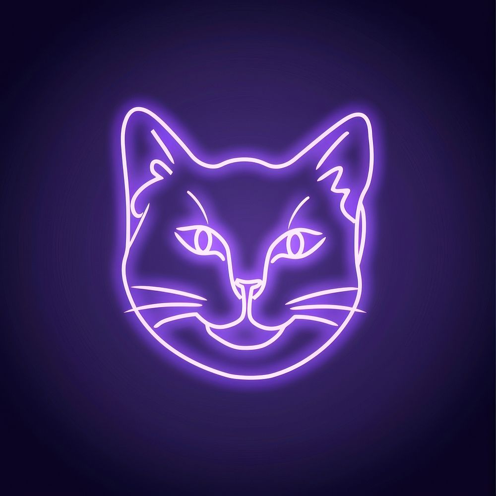 Neon cat purple animal.