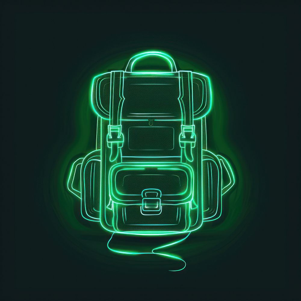 Back pack icon neon light.