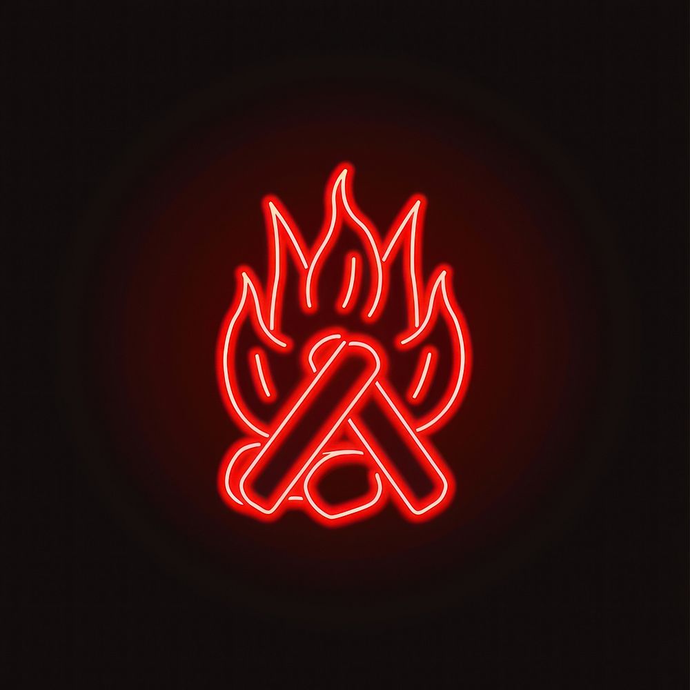 Bonfire icon neon ketchup light.