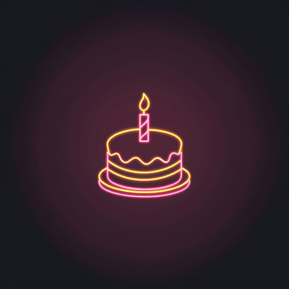 Cake icon neon dessert light.