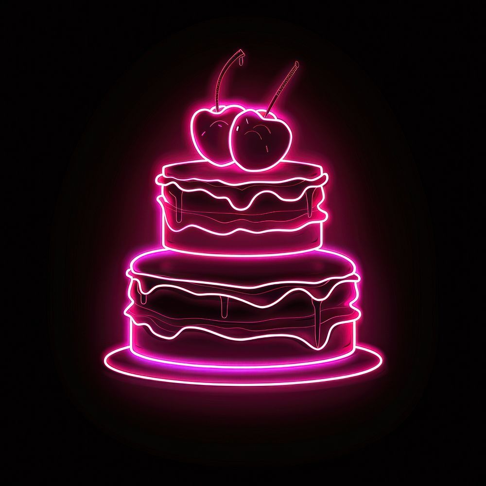 Dessert icon neon wedding light.