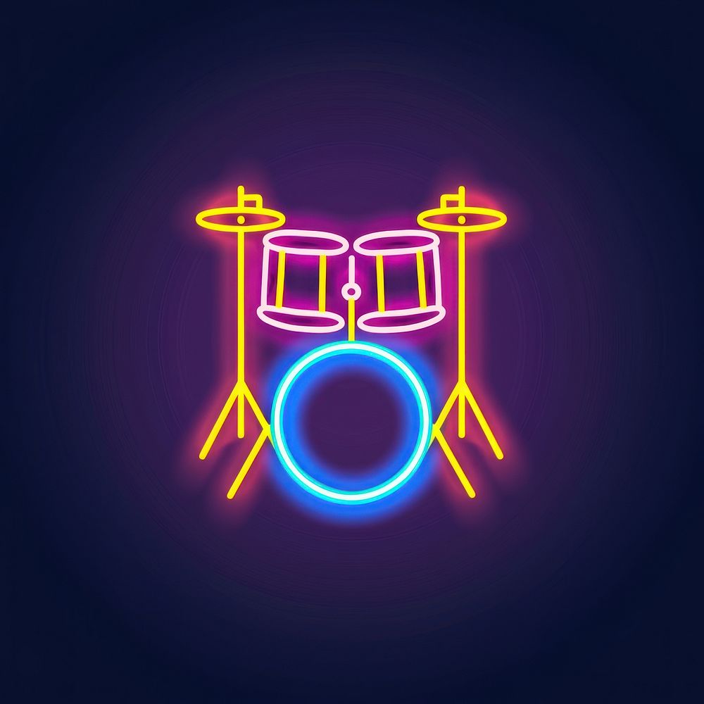 Drum icon neon light.