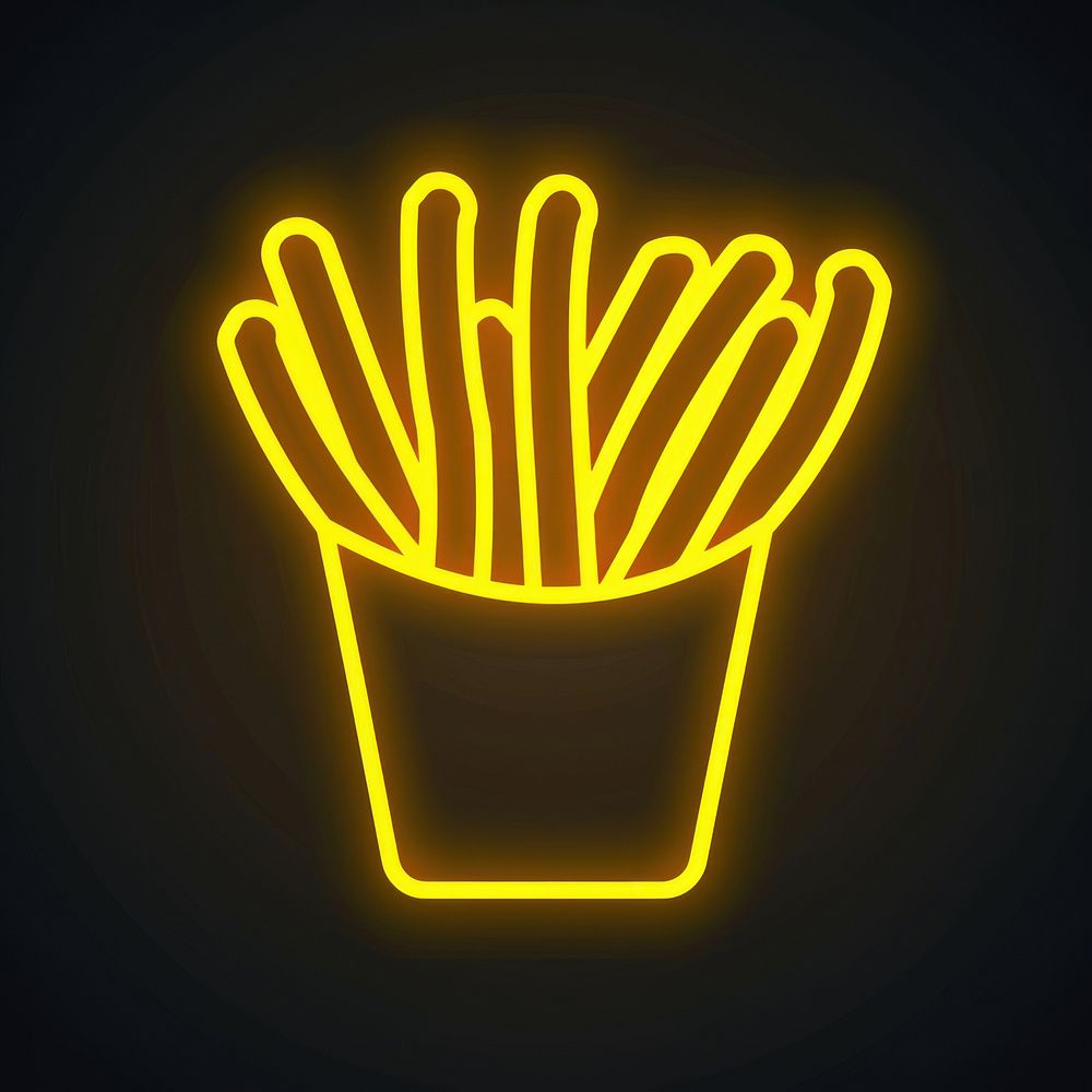French fries icon neon light.