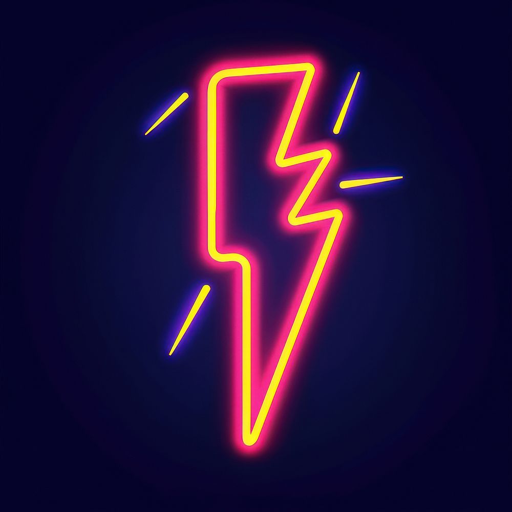 Lightning icon neon lighting.