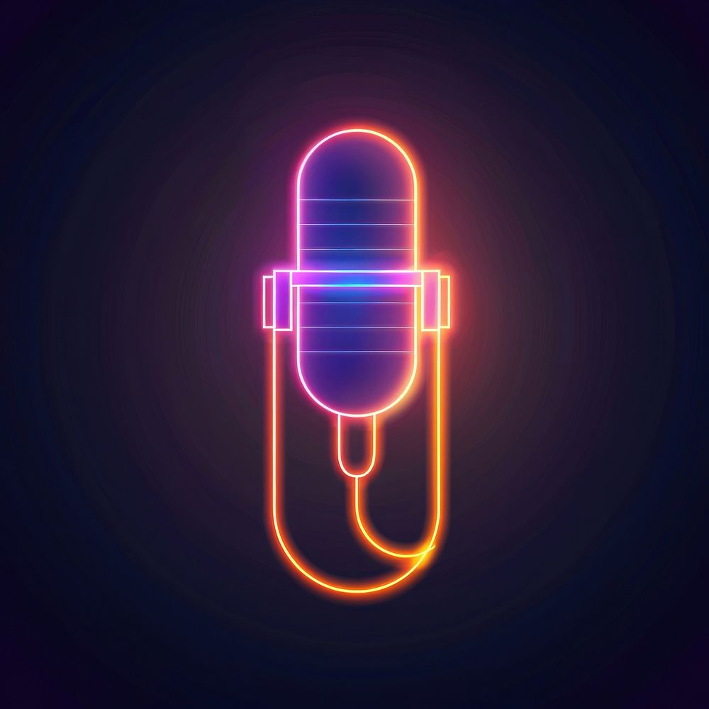 Microphone icon neon electronics light.