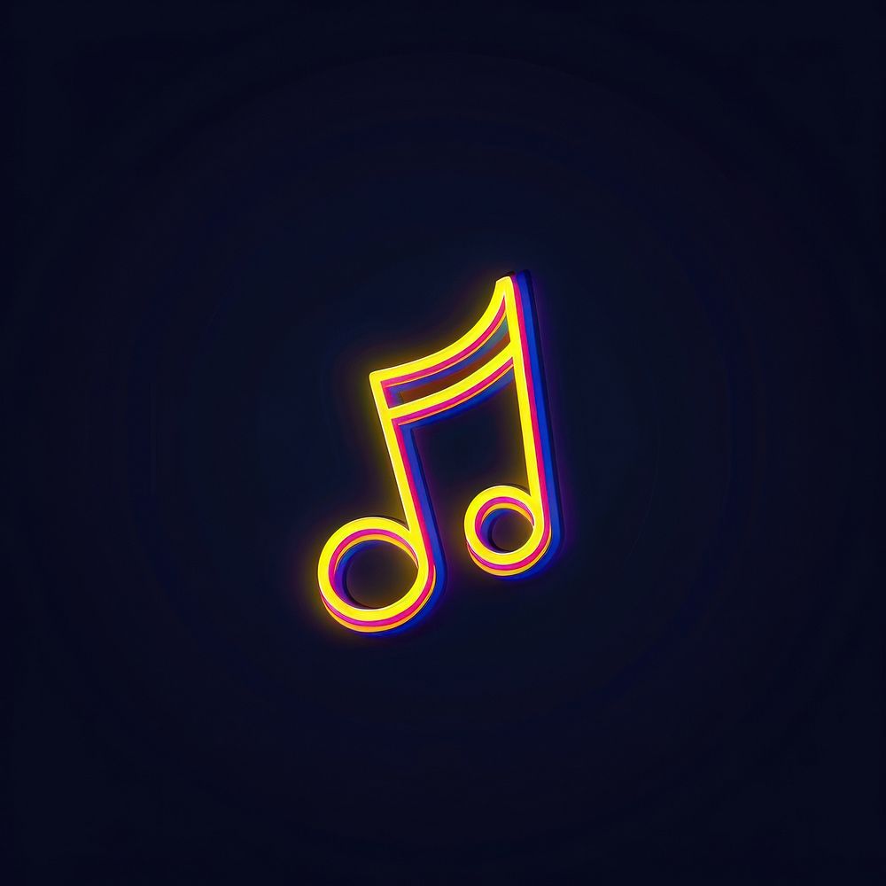 Music icon neon light logo.