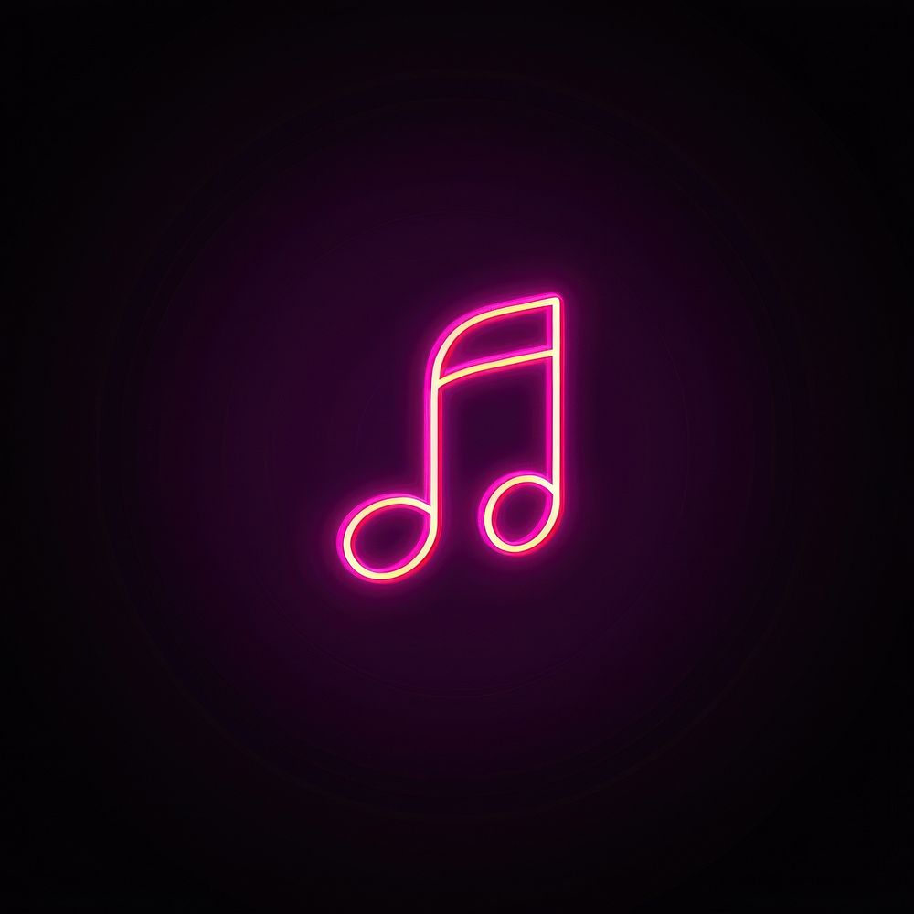 Music icon neon lighting purple.