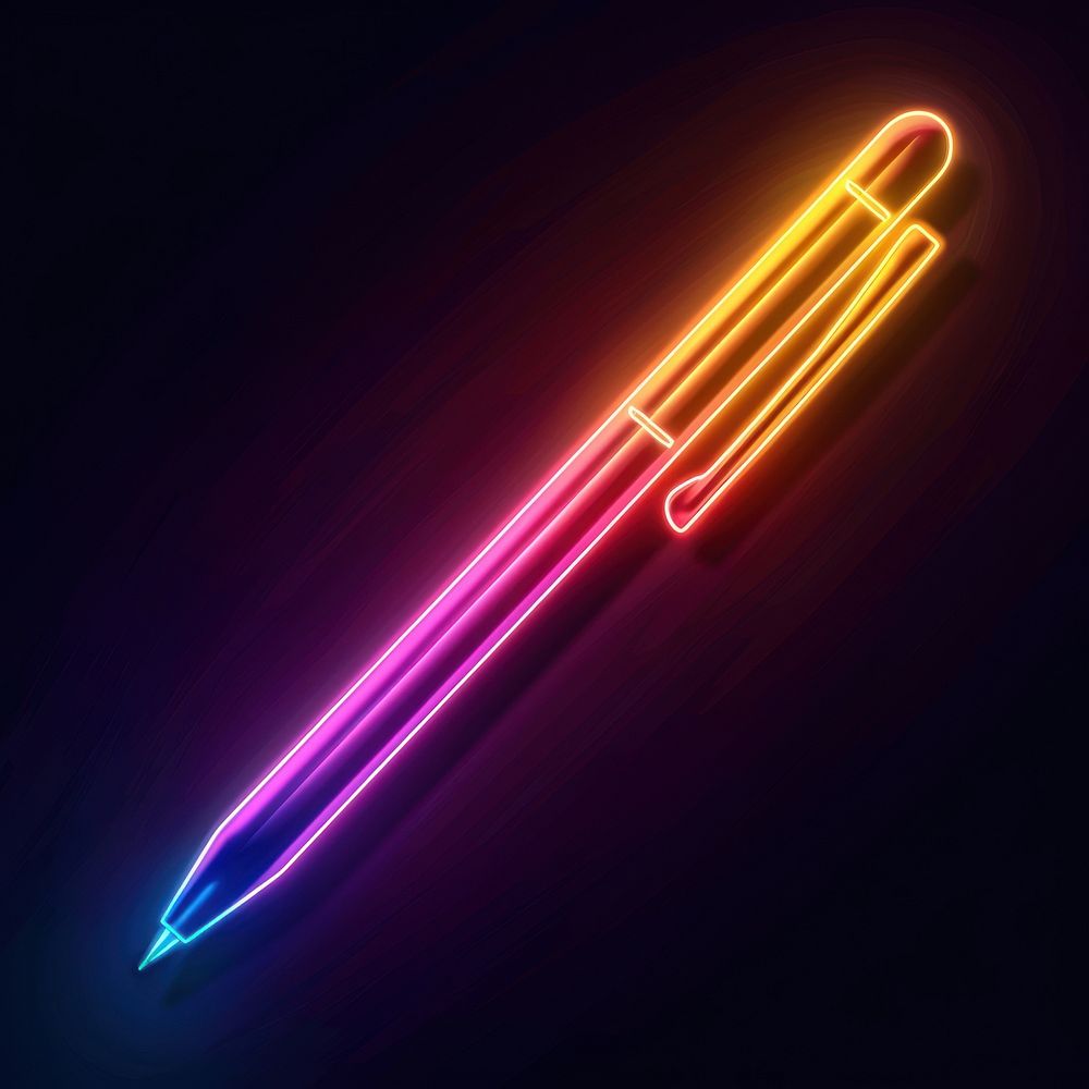 Pen icon neon electronics light.