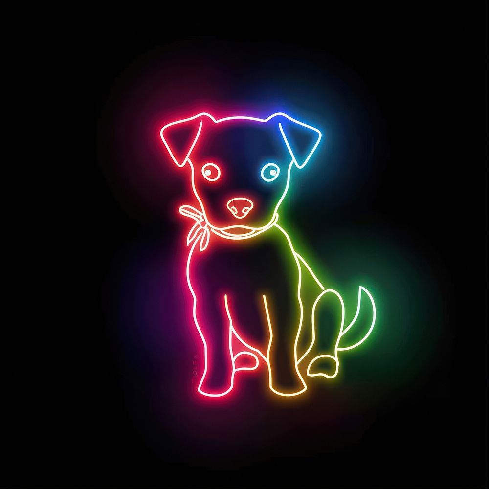 Puppy icon neon astronomy lighting.