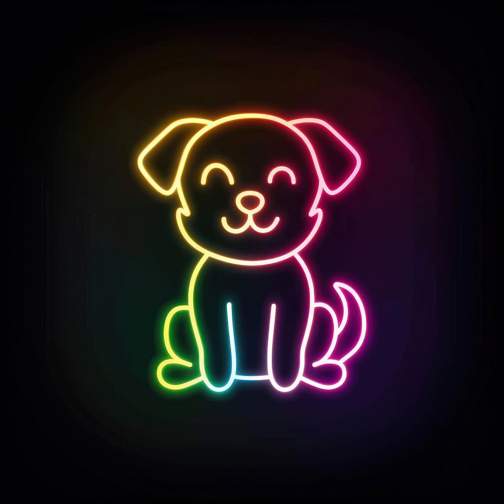 Puppy icon neon light. | Free Photo Illustration - rawpixel