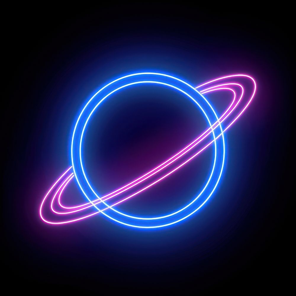 Saturn icon neon astronomy outdoors.