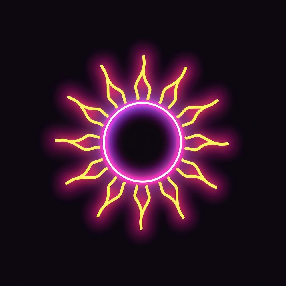 Sun icon neon astronomy outdoors.