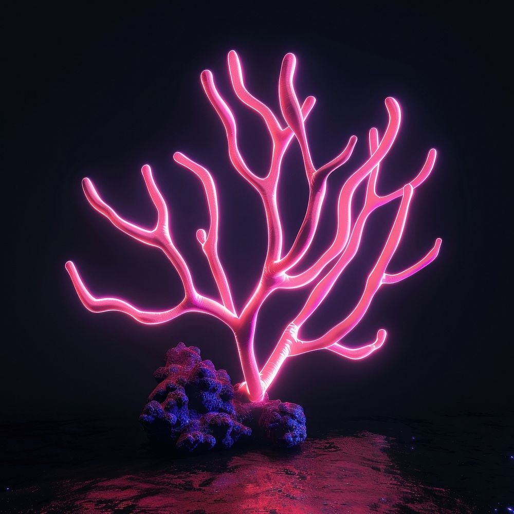 Neon coral light fireworks outdoors.
