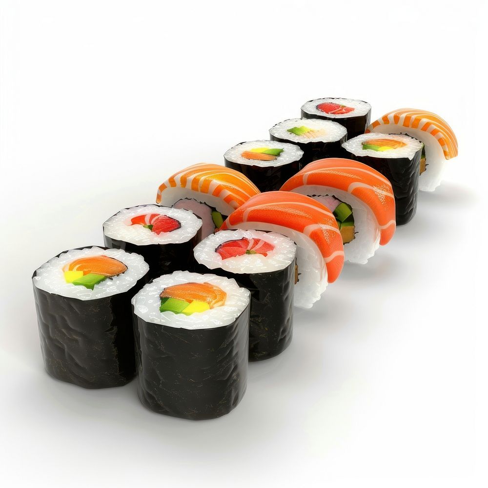 Sushi produce grain dish.