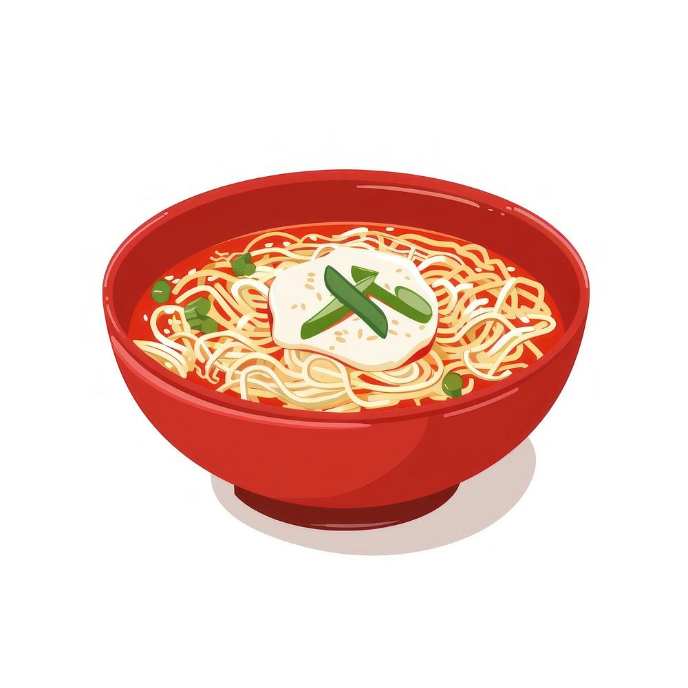 Korean noodles ketchup food meal.