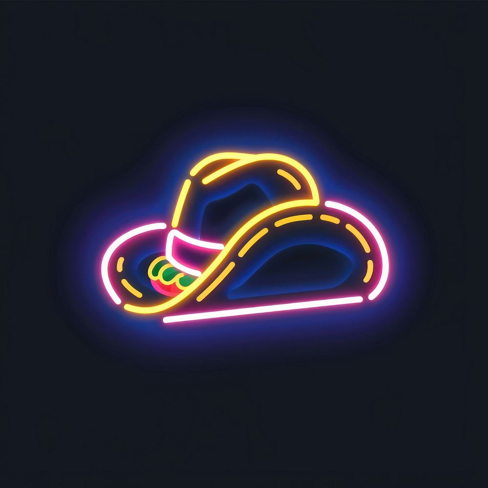 Taco with mexican hat icon neon astronomy outdoors.