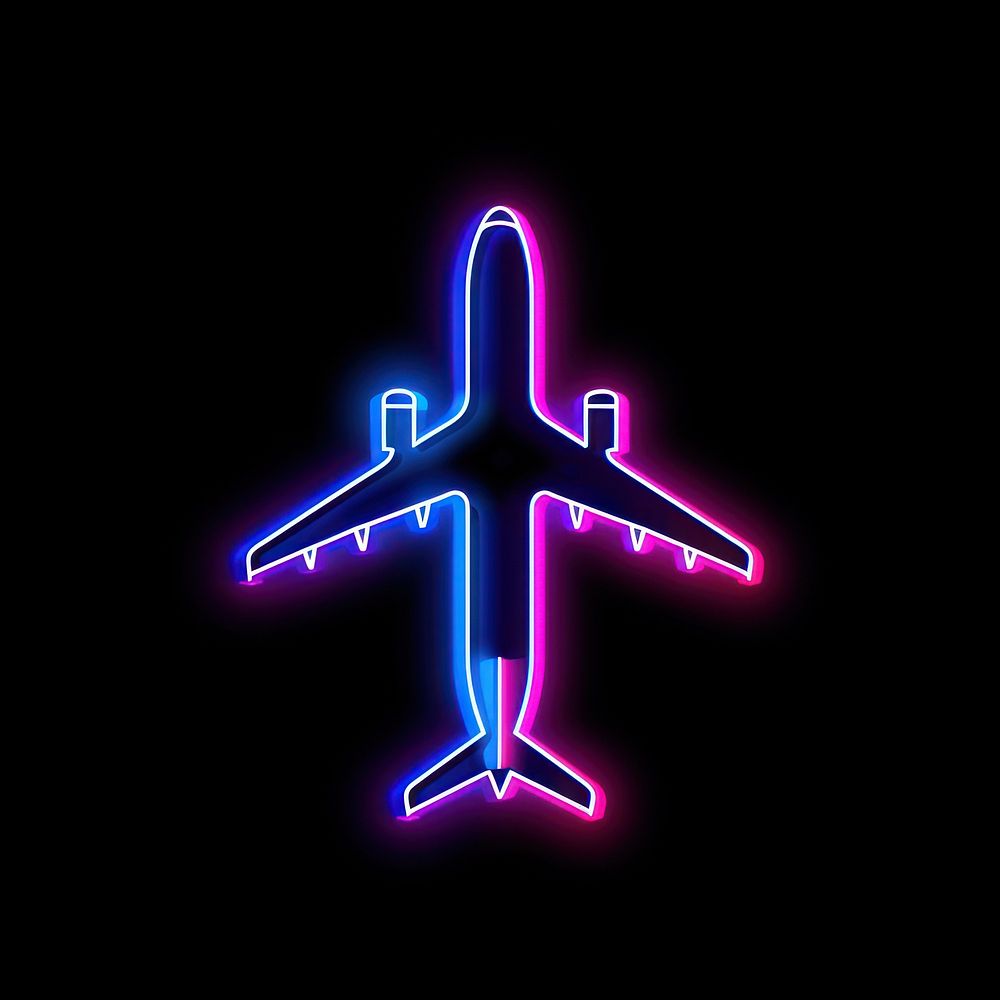 Airplane neon lighting purple.