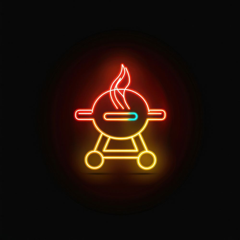 Barbecue icon neon dynamite weaponry.