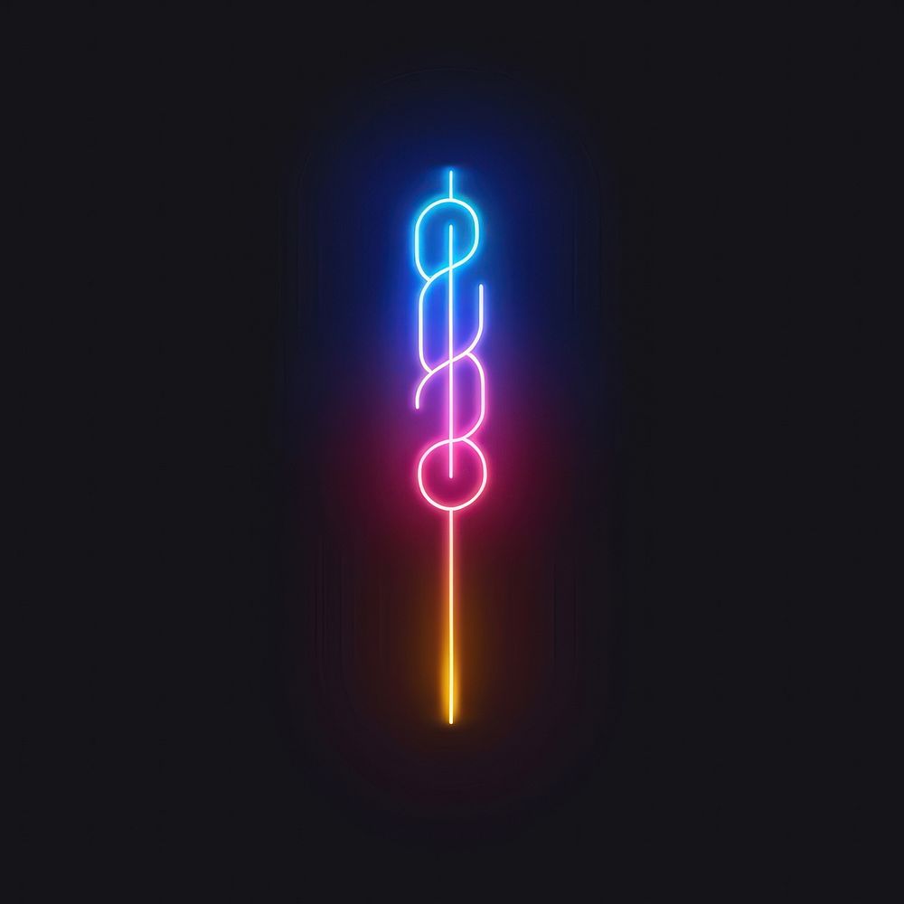 Bbq skewer icon neon astronomy lighting.