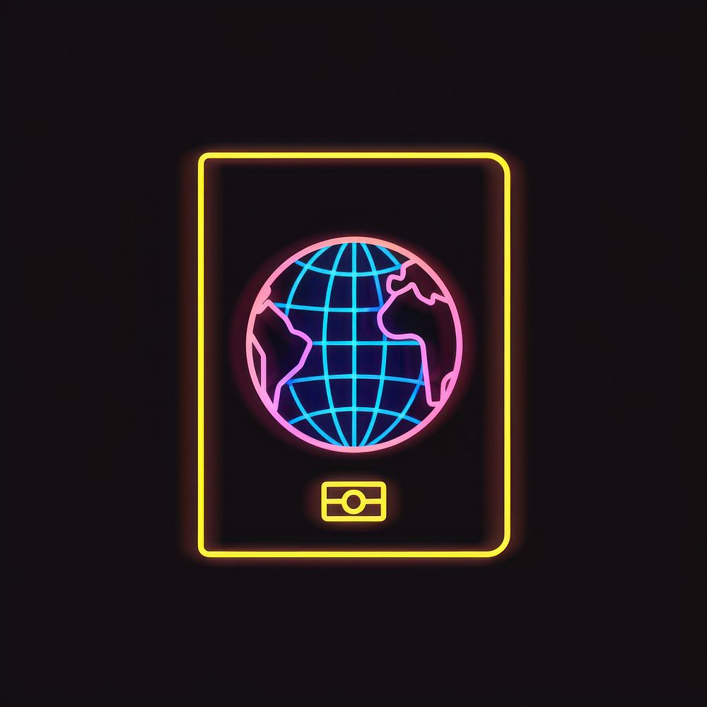 Passport icon neon astronomy universe.