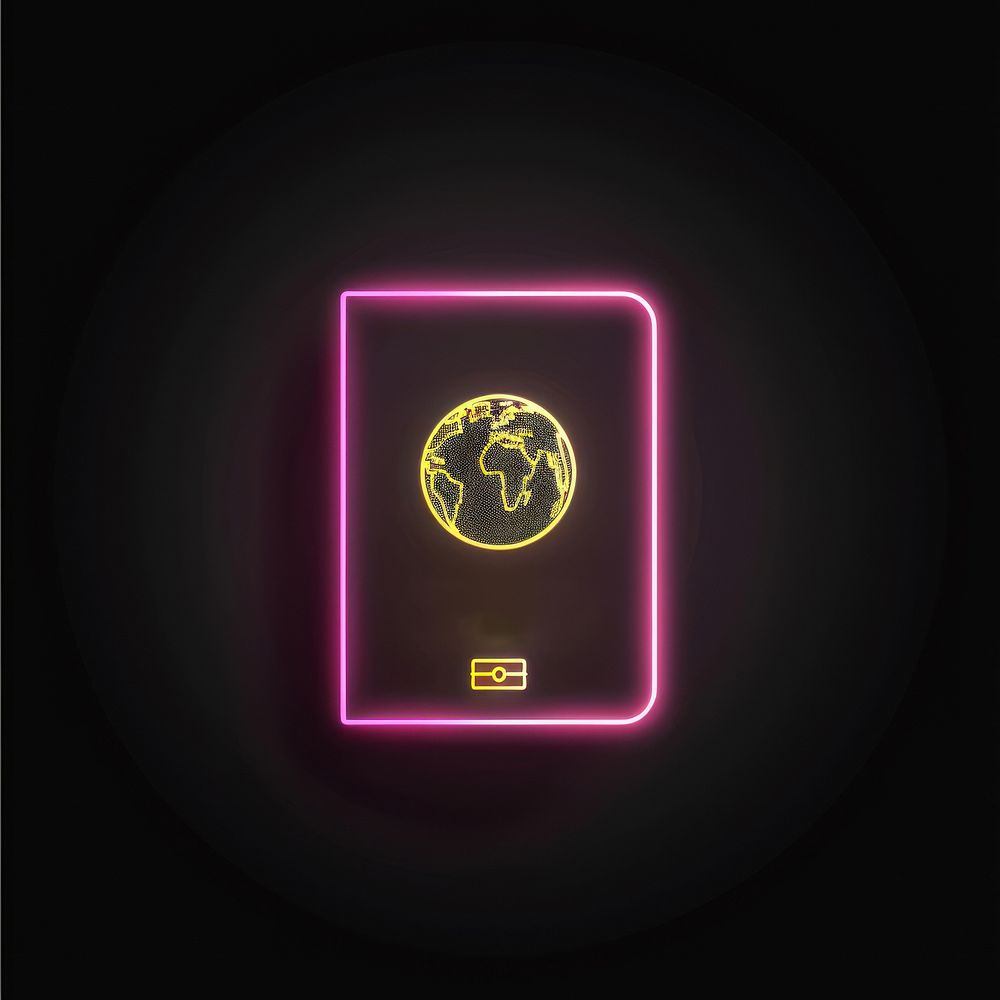 Passport icon neon logo electronics.