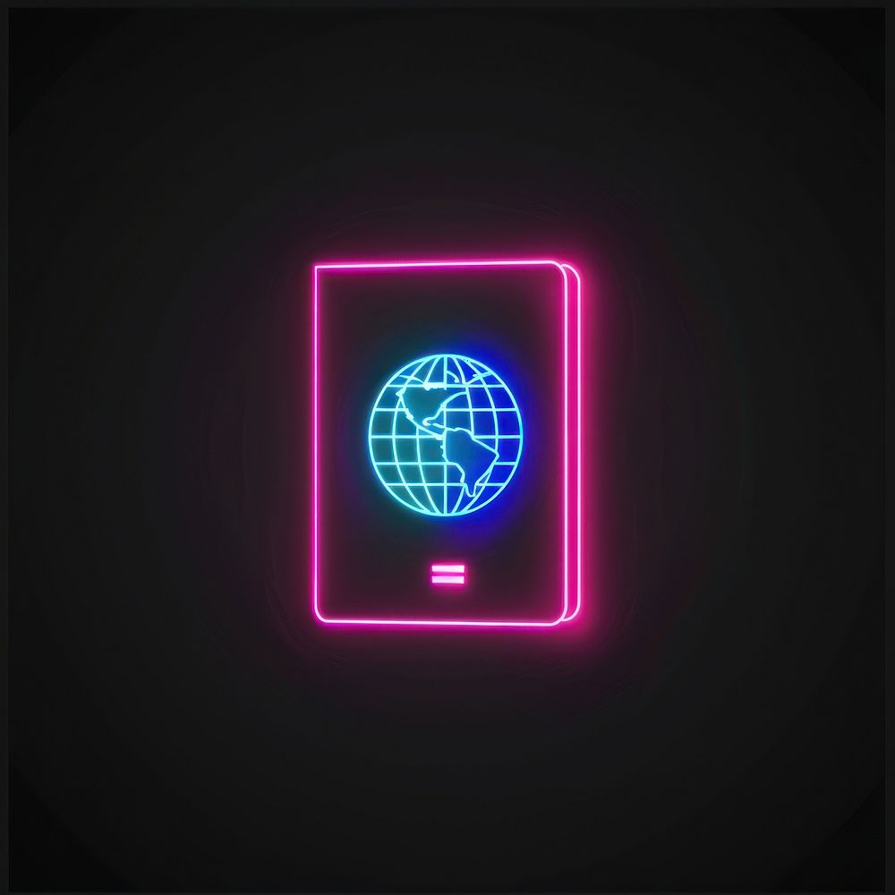 Passport icon neon electronics hardware.
