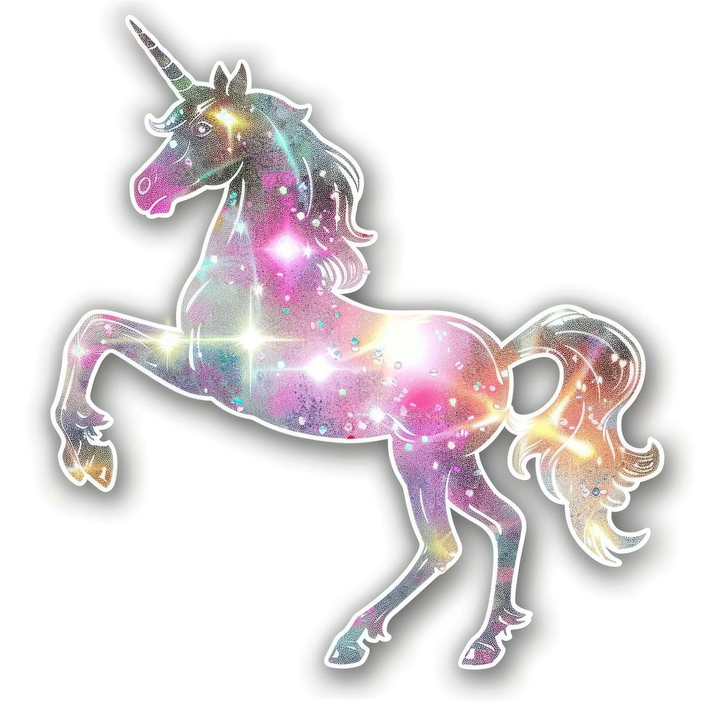 Glitter unicorn sticker animal mammal horse.