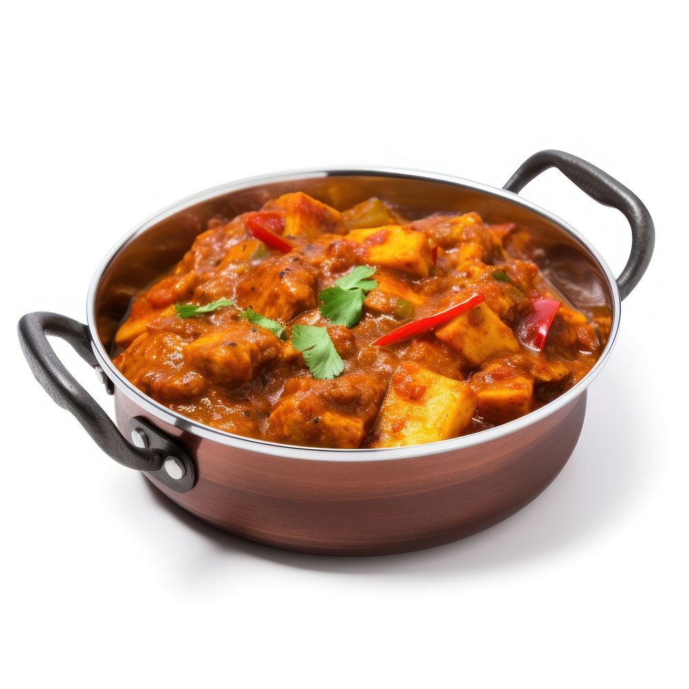 Jalfrezi curry in balti dish food cookware mutton.