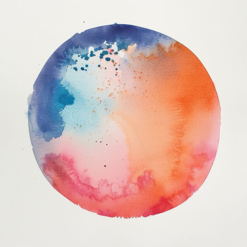 Minimal 1dot circle shape beautiful watercolor image onto the paper astronomy painting outdoors.