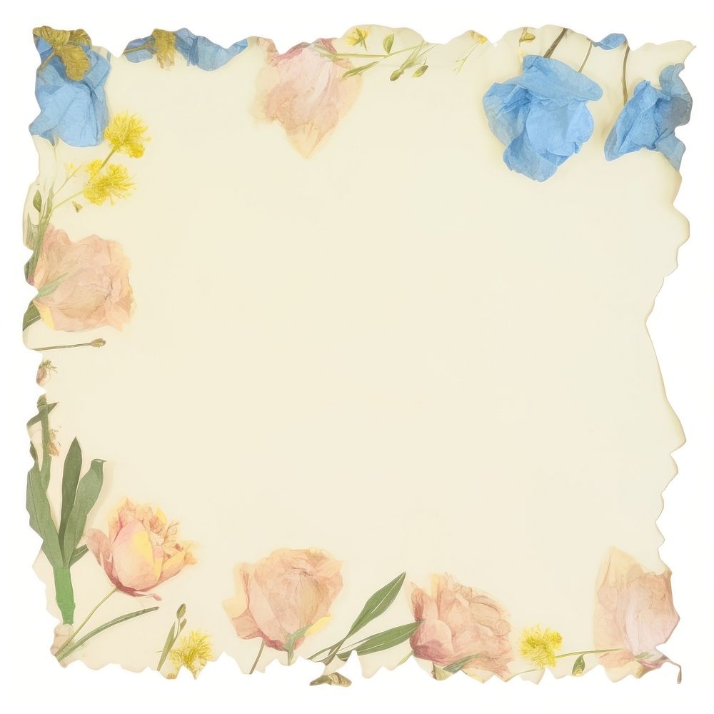 Cute blue color flowers ripped paper envelope painting graphics.