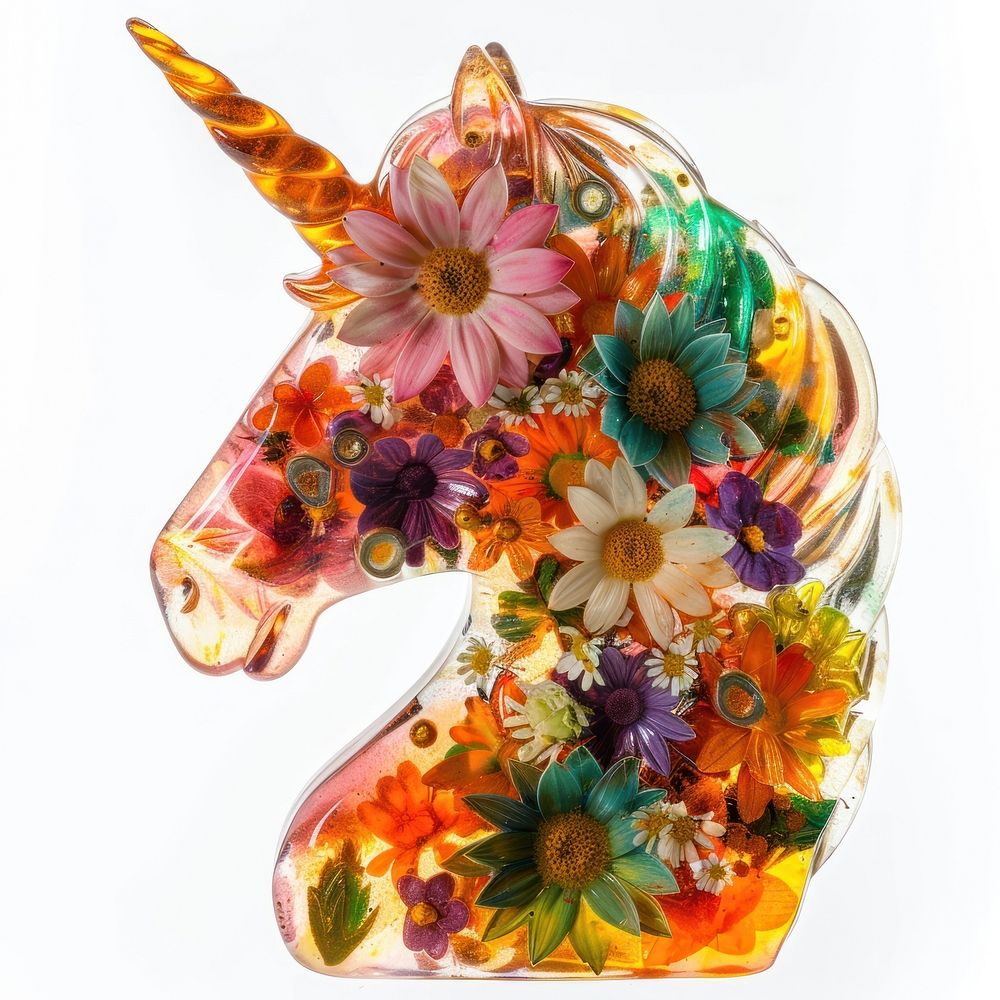 Flower resin unicorn shaped accessories asteraceae accessory.