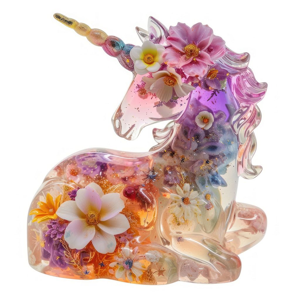 Flower resin unicorn shaped porcelain figurine pottery.