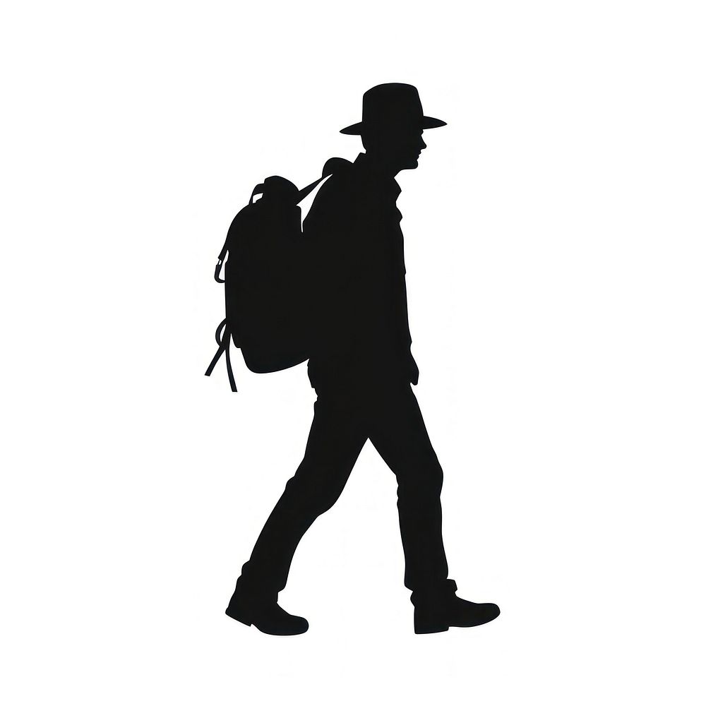 A traveler silhouette clothing backpack apparel.