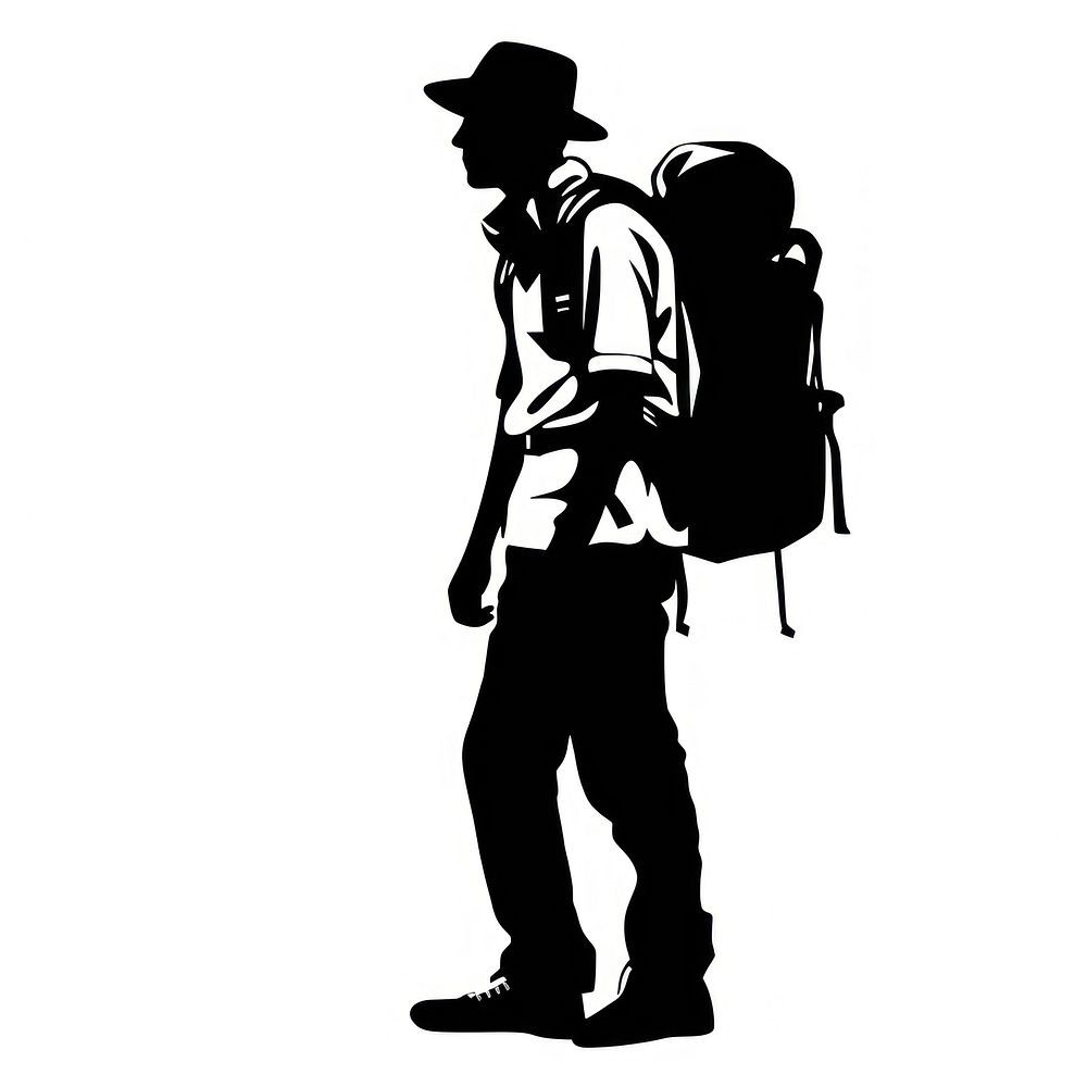 A traveler silhouette clothing backpack apparel.