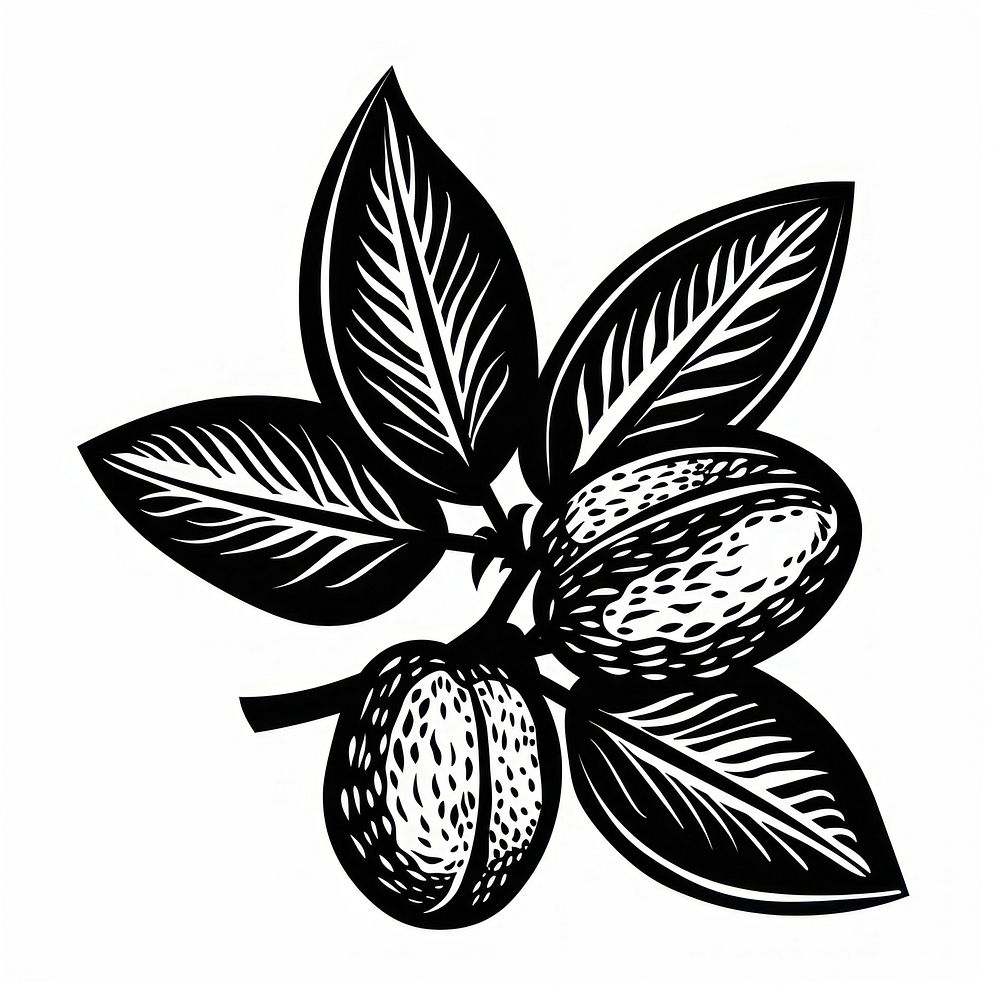Almond tattoo flat illustration illustrated annonaceae stencil.