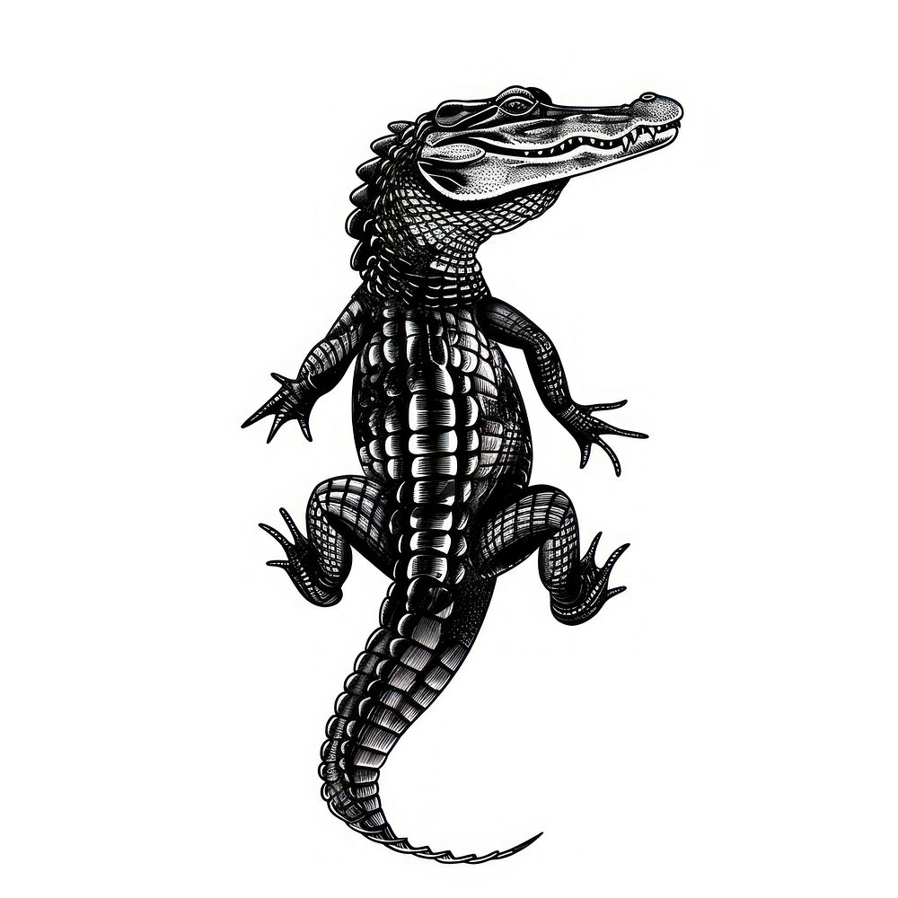 Alligator tattoo flat illustration crocodile reptile animal.