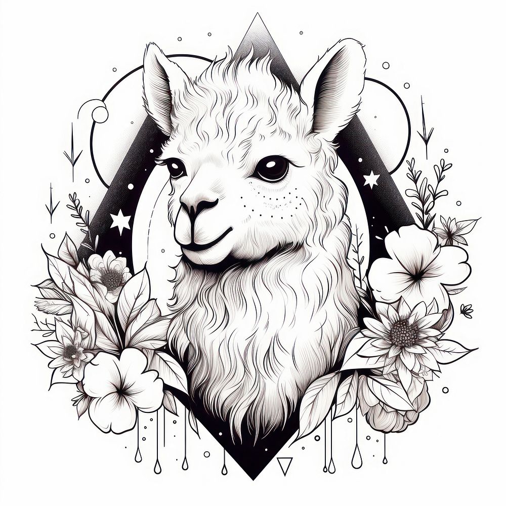 Alpaca tattoo flat illustration illustrated | Free Photo Illustration ...