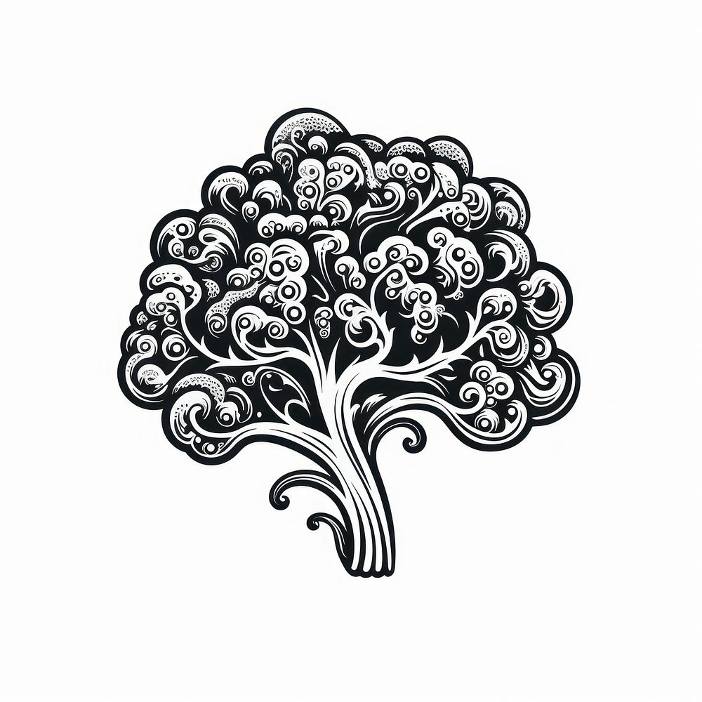 Broccoli tattoo flat illustration illustrated letterbox graphics.