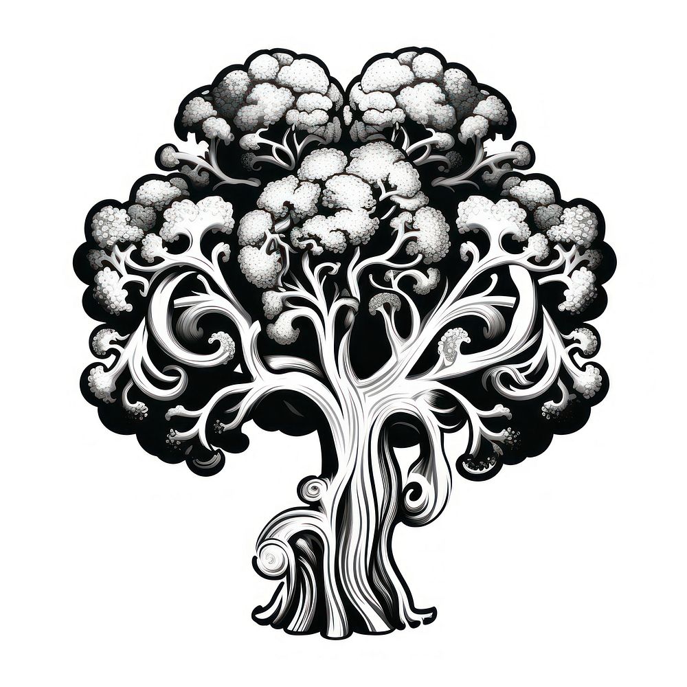 Broccoli tattoo flat illustration illustrated cauliflower chandelier.