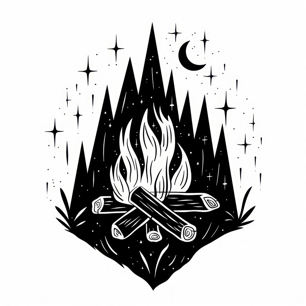 Campfire tattoo flat illustration logo dynamite weaponry.
