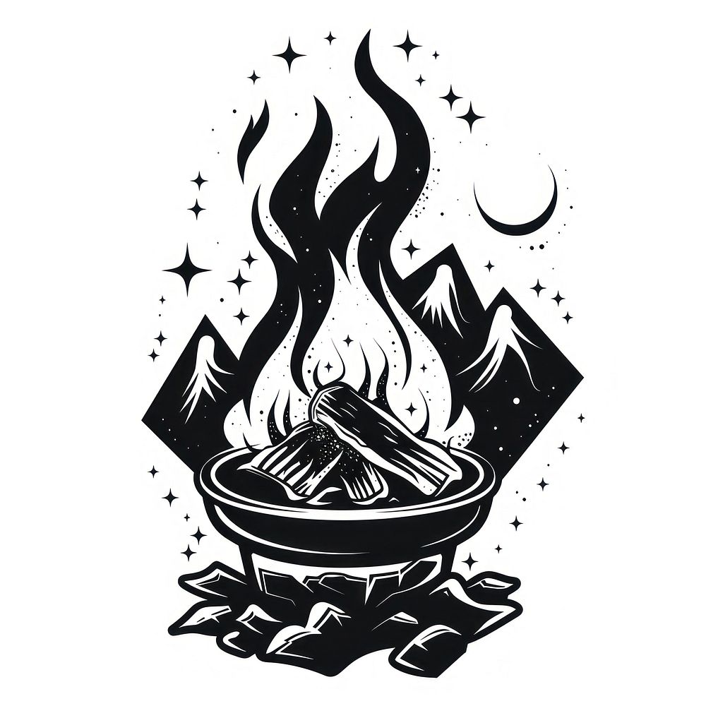 Campfire tattoo flat illustration dynamite weaponry flame.