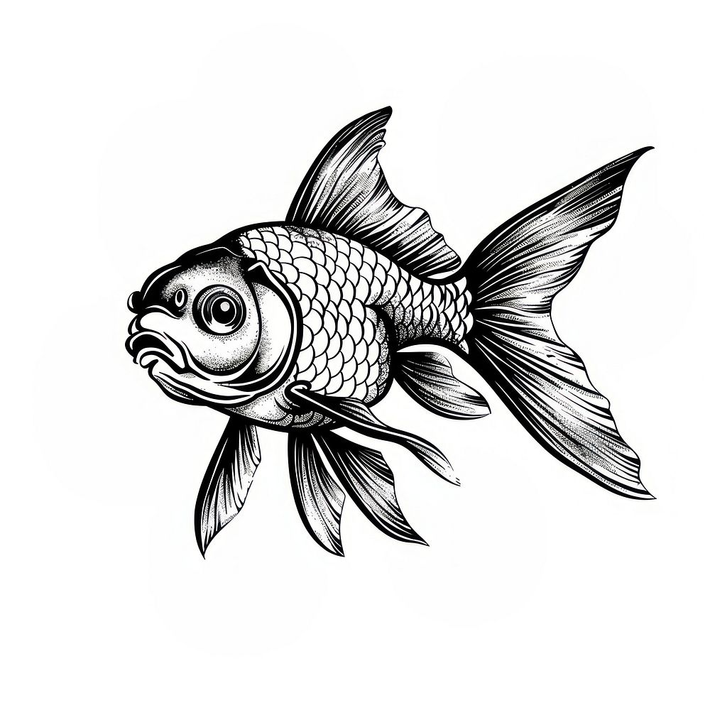 Goldfish tattoo flat illustration illustrated drawing animal.