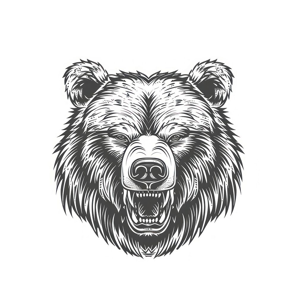 Grizzly Bear head tattoo flat illustration bear illustrated wildlife.
